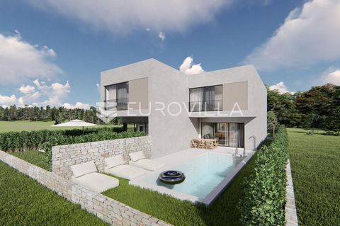 Pirovac, beautiful semi-detached villa with a pool, NKP 125.72 m2. The villa consists of a living room and dining area, kitchen, storage room, hallway, staircase, and bathroom on the ground floor, and three bedrooms, a bathroom, and a hallway on the ...