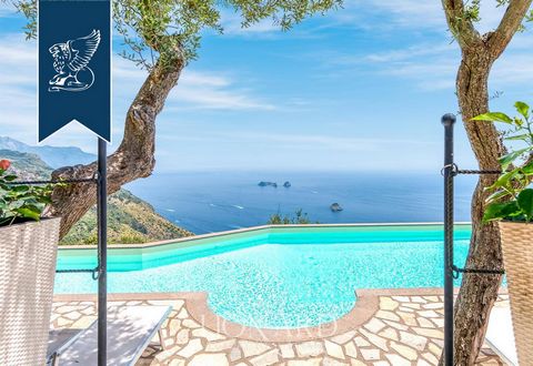 This wonderful luxury villa with a pool and a panoramic view of the sea is for sale on the Amalfi Coast, near Positano. This splendid three-storey property measures 360 sqm. It is surrounded by a luxuriant 1,200-sqm Mediterranean garden with a sunbat...