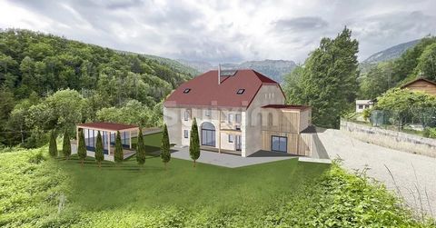 Réf 836DW: Gex, 20 minutes from Geneva international airport and 25 minutes from the TGV station for Paris or the South, at the foot of the Jura mountains, in an exceptional setting with panoramic views, 430 m2 Gessian farmhouse to renovate set in ov...