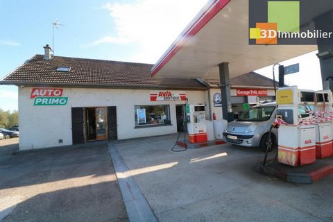 Chaussin (39120 - Jura), sell garage of car repairs of 3 workshops 366m² with fuel station and house of 90m² on 2079m² of land with parking, The garage part is composed of an entrance of 25m² with toilet, an office with showroom of 34m², 3 workshop p...