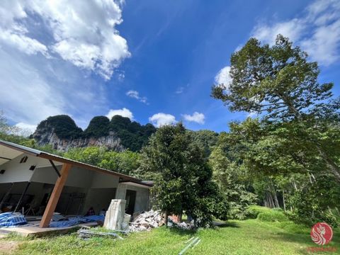 Fast 4 Rai, mit fantastischem Blick auf die Berge, ist ein Grundstück zum Verkauf in Khao Khao Thong, Krabi, und mit einem Haus mit 3 Schlafzimmern und 2 Bädern, das noch nicht fertiggestellt ist, besteht es aus 50 Durian-Bäumen und einer Vielzahl vo...