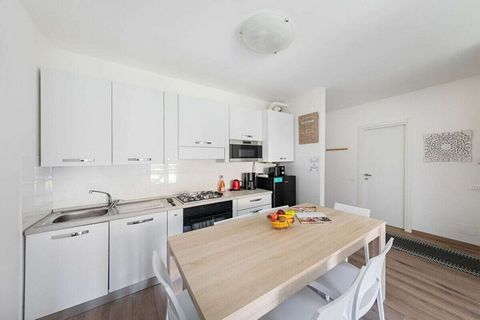 The apartment with free Wi-Fi welcomes guests with a bright living room with a sofa bed for 2 people, dining table, flat screen TV with German programs, a fully equipped kitchen with gas hob, refrigerator, freezer, oven, microwave, kettle, citrus pre...