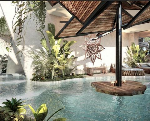 For sale exclusive apartment in Tulum of 44.34 m² for $1,900,000 MXN, a great investment opportunity. With one bedroom and fully equipped, this space offers access to luxury amenities such as a pool, lobby, artificial river, terrace, yoga area, bar, ...