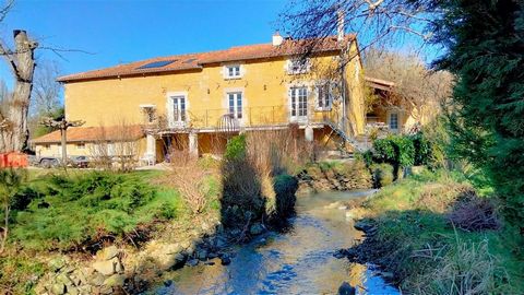 Enchanting location for this pretty golden stone mill, set in over 8 ha of pristine country side, with grassland, forest, riverside, lake 2000 m². No close neighbours, shops are a short bike ride away in Champagne Mouton. Exclusive to TCPF. The mill ...