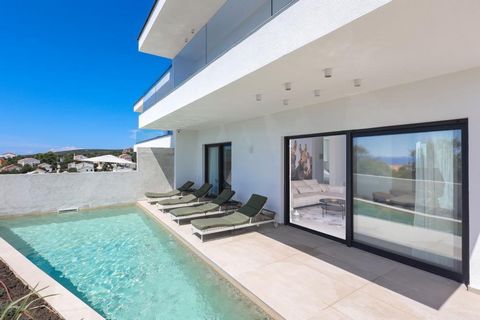 Exceptional modern duplex villa with swimming pool on Pag peninsula, 150 meters from the sea only! Total area is 144 sq.m. Land plot is 180 sq.m. We present for sale this exquisite duplex villa, denoted as number 3, featuring its own private pool, id...