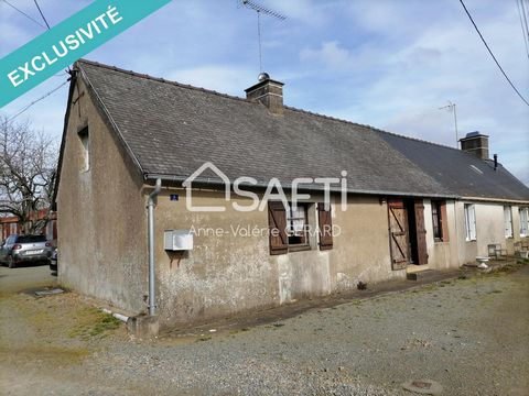 Located in Fougerolles du Plessis, in a quiet area, in a hamlet, semi-detached house to renovate comprising on the ground floor: entrance (approx. 6m²), toilet, pantry, one room (approx. 12m²), kitchen/dining room with open fireplace (approx. 19m²). ...