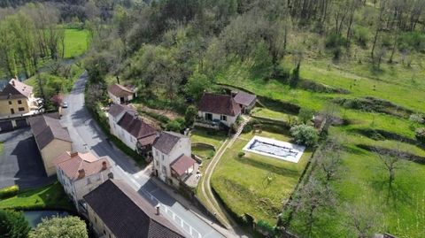 Situated at the entrance of the lovely Dordogne village of Daglan, 20 km from Sarlat is an ensemble of 2 stone houses, 4350m2 of land and a swimming pool. The main house currently offers a good size living room with fireplace, a kitchen,1 bedroom, sh...