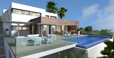 Villa Del Puerto chalet de lujo moderno en venta en Cumbre del Sol BenitachellAlicante Zona residencial exclusiva complejo cerrado fantásticas vistas al mar calidades gama alta 3 dormitorios 4 baños piscina sinfàn sala cine barbacoa