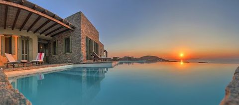 Perched on the northern tip of Kea island, this spectacular villa offers breathtaking panoramas and unforgettable crimson sunsets. Crafted with a blend of local stone, wood and classic architectural style, this single-level villa offers you the best ...