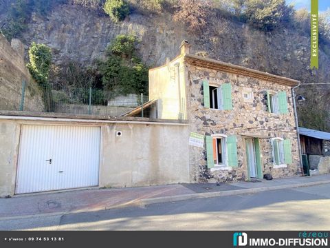 Fiche N°Id-LGB158050 : Pont de labeaume, sector Centre du village, Stone house of about 65 m2 comprising 3 room(s) including 2 bedroom(s) + Terrace of 180 m2 - Stone construction - Ancillary equipment: terrace - garage - double glazing - - heating: I...