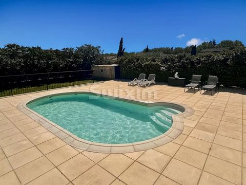 Ref 2033MF Pierrelatte sector: come and discover this beautiful recent villa with swimming pool! Air-conditioned, it has a kitchen open to a bright living room/lounge, 3 beautiful bedrooms with cupboards and a modern bathroom. Garage, shed, pantry, l...