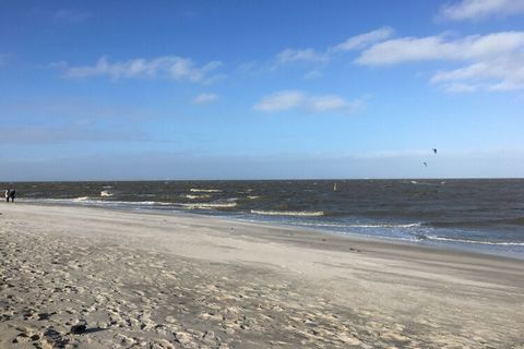 Het vakantiehuis Deichwiege ligt direct aan de dijk, niet ver van het prachtige zandstrand.