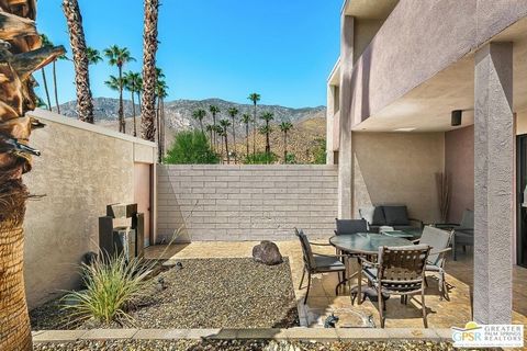 Welcome home to Twin Springs! This rarely available, Donald Wexler, A.I.A designed one bedroom, currently one of the largest listed in Palm Springs at 1085 sqft is waiting for you! This light and bright home offers a Primary Bedroom with two large cl...