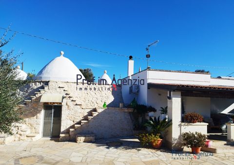 For sale interesting complex of trullo with adjacent villa in the countryside of Carovigno, located in a quiet and reserved area. The property consists of a finely renovated trullo, consisting of a large central cone and two side alcoves used as bedr...