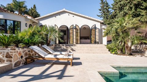 The villa features an open-plan living and kitchen area, elegantly designed with Italian stone and high-end finishes. It hosts four bedrooms and four bathrooms, including a guest house with its own amenities, ensuring comfort and privacy for all resi...