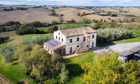 Eingebettet in sanfte Hügel und Olivenhaine bietet dieses malerische Bauernhaus in Le Marche einen ruhigen Rückzugsort inmitten der Natur. Das Anwesen bietet von jeder Ecke einen atemberaubenden Blick auf die bunten Hügel der Marken. Das 2002 umgebau...