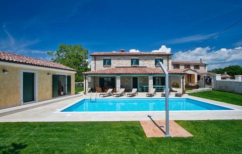 In the heart of Istria in Tinjan, this perfect estate is for sale, consisting of three buildings: a beautiful stone villa, two auxiliary structures, and a swimming pool that completes the story! Total area is 250 sq.m. Land plot is 847 sq.m. The main...