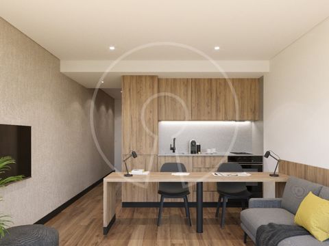 Apartment T0 with private garden of 11.27 sqm inserted in the Lima Development in Porto The apartment consists of a spacious openspace where you will find the living room along with the kitchenette. The sleeping area is individualized by a modern woo...