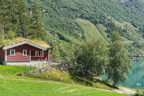 The cabin/holiday house is located by the owner’s farm, with a panoramic view of the picturesque lake Oldenvatnet. The holiday house has a spacious living room with a large brick fireplace and wood stove. Access to a small balcony. There is a small k...