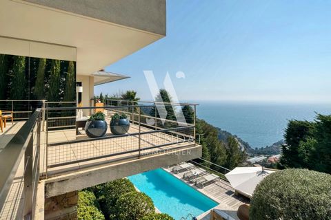 Discover this high-standard contemporary villa located in Saint-Laurent d'Eze, in a secure domain, just 6.7 km from Monaco and 4 km from the sea. Spread over 4 floors with a total area of 281 sqm, the villa features a pool and an unobstructed sea vie...