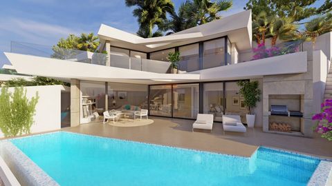 Villa im modernen Design derzeit im BauDiese moderne Villa mit drei Schlafzimmern liegt im El PortetTal und ist nach Südwesten ausgerichtet Sie bietet einen Panoramablick auf das Meer und den Peñon de IfachEinkaufsmöglichkeiten Strände und das Stadtz...