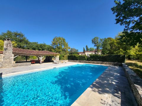In the heart of Quercy, on a hillside, offering a panoramic view of the surrounding countryside and a few kilometers from one of the most beautiful villages in the region The breathtaking view of the surrounding countryside from the property is one o...