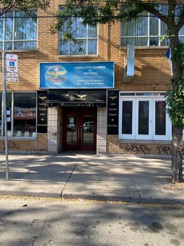 Located On The North Side Of College St. Between Sheridan And Dufferin, With Large Green P Available Directly Behind The Building. Suitable For A Multitude Of Uses Including And Not Limited To Restaurant/Bakery/Cafe/Retail/Office, And More.