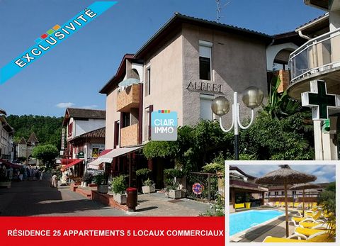 Located in Cazaubon. Located in the heart of the Barbotan spa town, this 3-star residence offers the ideal setting for a relaxing break. Built in 1986 on two levels, the building houses 25 flats, each ranging from 25 m² to 30 m2, all with air conditi...