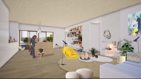 Appartement avec sa terrasse privative dans ancienne halle industrielle réhabilitée.