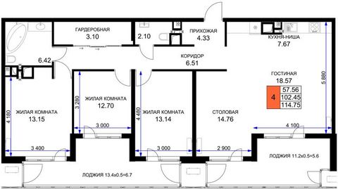 Продается 4-комн. квартира, площадью 115.2 м2 в монолитно-кирпичной новостройке. Возможен вариант покупки с использованием ипотечных средств, есть рассрочка, возможна покупка с использованием материнского капитала, есть военная ипотека. Жилая площадь...
