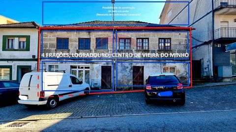 Building in the center of Vieira do Minho   Building for restoration, with a gross construction area of 265 m2 and a total land area of 226 m2.   4 Fractions (2 shops on the ground floor and 2 apartments on the 1st floor), with patio at the back (app...