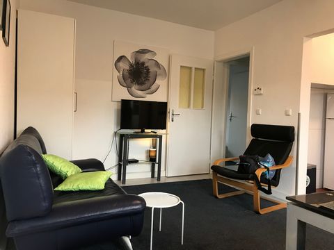 It is a 2.5 room apartment with bathroom and kitchen consisting of: 1 room with cozy TV armchair, TV, large dining table and access to the kitchen 1 room with 2 single beds, wardrobe 1 white fitted kitchen with all necessary kitchen utensils, stove w...