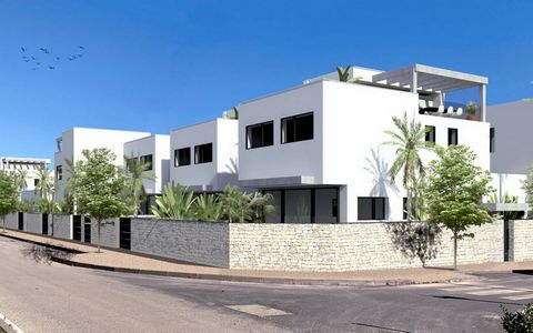 Semi-detached villas in Torre de la Horadada, Costa Blanca Three-storey homes on the second line of the beach, 150 meters from Las Higuericas Beach, fully furnished kitchen, thermal and acoustic insulation and air conditioning (hot / cold) through du...