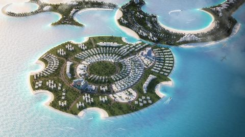 Facts about this new luxury development on an island, called Marjan Island in Dubai (UAE): It's like The Palm, but smaller, it has a beach and swimming area, and this development mostly has ocean views from many angles. At the moment, they are gettin...