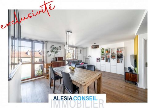 3 ZIMMER 67 m² mit BALKON in ALESIA ALESIA rue du Moulin Vert 3 ZIMMER 67 m² im 5. Stock (Aufzug) eines neuen Gebäudes. Eingang, Doppelwohnzimmer 39 m², angrenzende Küche mit voll ausgestattetem Glasdach und einem BALKON, 2 Schlafzimmer, Badezimmer, ...