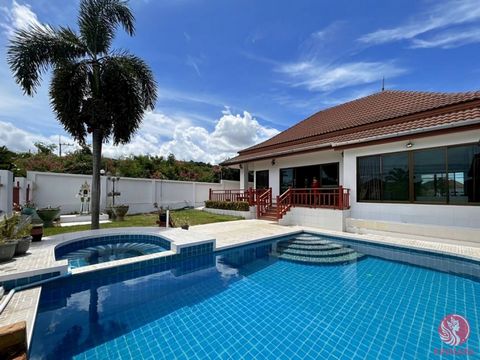 This 2 bedroom pool villa on Soi 102 offers a prime location, just a 5-minute drive to Bluport Shopping Mall and 10 minutes to Hua Hin Beach. The property is designed for comfortable living with an open-plan layout that includes a living and dining a...