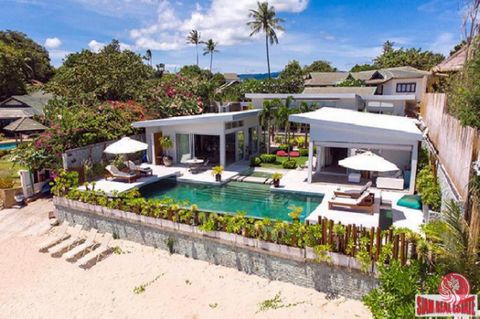 Brand new, ready to move-in 5 bedroom beach villa in Plai Laem, Choeng Mon. The villa looks directly onto a very private, small bay which is only shared with a handful of neighbours. - Land Size : 800 m2 - Constructed Area : 300 m2 - Chanote Land Tit...