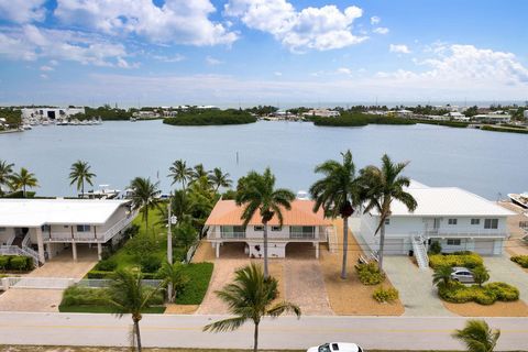 Don't want to look at neighbors across the canal? Amazing Views at this Unique Key Colony Beach Single Family Home on the Open Water of Shelter Bay. Updated 2 Bedroom Home being sold furnished, with a large finished area downstairs. Concrete Seawall ...