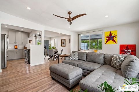 A perfect midcentury bungalow, this 2BD/1BA beauty is just right for a small household or weekend getaway in the desert. Remodeled and upgraded, everything is done on this one and it's move-in ready. Enjoy evenings under the large covered patio or wh...