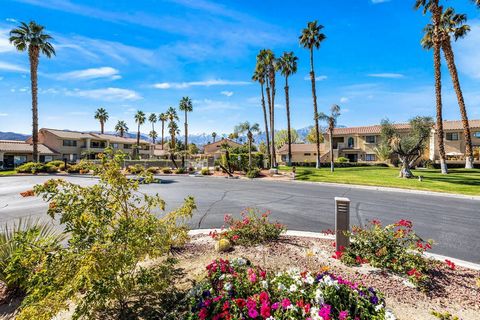 Welcome to your own beautiful, bright, peaceful home in the desert. This property is in the wonderful Cathedral Canyon Country Club with golf, tennis and clubhouse. This move-in-ready 2 bedroom, 2 bathroom is an end unit condo, a single story with no...