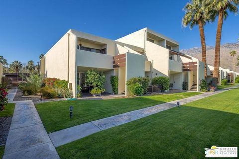 Here is your opportunity to own your own desert pied-a-terre in the iconic Smoketree Racquet Club, designed by famed mid-century architect, Hugh Kaptur! This stunning one bedroom, ground floor condo has been impeccably remodeled with beautiful finish...