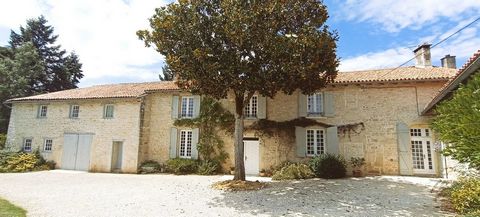 This magnificent stone property offers a large living space and a separate annex that could be used guest accommodation or a comfortable home office. It is located just outside of a small village between Ruffec and Civray. We enter through large doub...