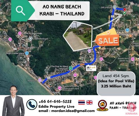 Urgent Sale – Prime Land in “Ao Nang,” Krabi! Just 2 kilometres from the beach! Size: 454 sqm (1 Ngan 13.5 Sq. Wah) Price: 3.25 million THB (Transfer fees shared 50/50) Special Price valid until October 31, 2024! “Compact and beautiful land, perfect ...