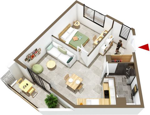 Nous vous présentons cet appartement de type 2 non meublé d'une surface utile de 44 m2 composé d'un espace séjour /cuisine de 21 m2, d'une chambre de 12.84 m2, d'une salle d'eau avec wc de 4.81 m2, soit une surface habitable de 38.46m2. Varangue de 5...