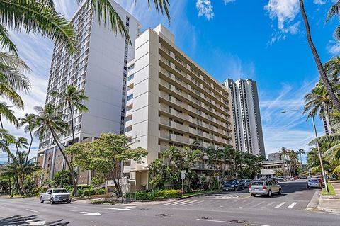 Welcome to your new home in beautiful Waikiki, Honolulu! This 1 bedroom, 1 bathroom condo offers a front row view of Diamond Head, providing breathtaking sunset, Diamond Head, Ala Wai and mountain views right from your living room. With guest parking...