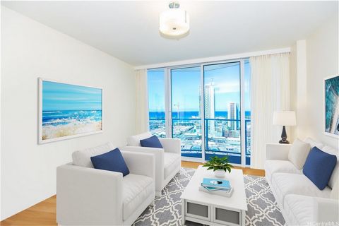 Don't miss out!!! Enjoy Modern living at Symphony. Ocean views from your dramatic floor to ceiling windows. High ceiling, engineered hard wood flooring, quartz counter tops, Bosch kitchen appliances, and full size washer and dryer. The buyer can rela...