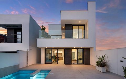 Villas for sale in Benijofar, Costa Blanca The residential consists of modern-style homes, private plots with terrace, parking area and private pool. The houses consist of a living-dining room, an open fitted kitchen, 3 bedrooms, 2 bathrooms and a do...