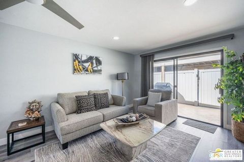 For sale in Rancho Mirage selling furnished-Welcome to Mountain View Villas in Rancho Mirage. This beautiful condo is completely remodeled with 2 beds and 2 baths. Tiled flooring throughout, designer paint, spacious kitchen with steel appliances, ope...