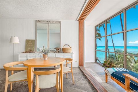 Discover the epitome of island living in this charming studio located on Oahu's prestigious Gold Coast. Combining original charm with modern comforts, this meticulously maintained space offers a unique retreat. With fee simple oceanfront ownership an...