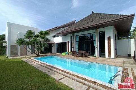 Immerse yourself in the epitome of luxury living with this exclusive 3-bedroom Wings villa, nestled in the corner end unit of a creative boutique collection of pool villas in Cherngtalay, Phuket. Boasting a generous plot size of 263.60 sqm and design...